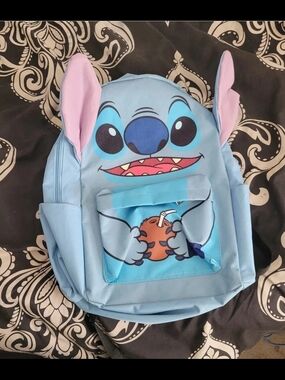 Disney Loungefly Stitch Backpack 3D Coconut Drink FULL SIZE Lilo Blue Bag